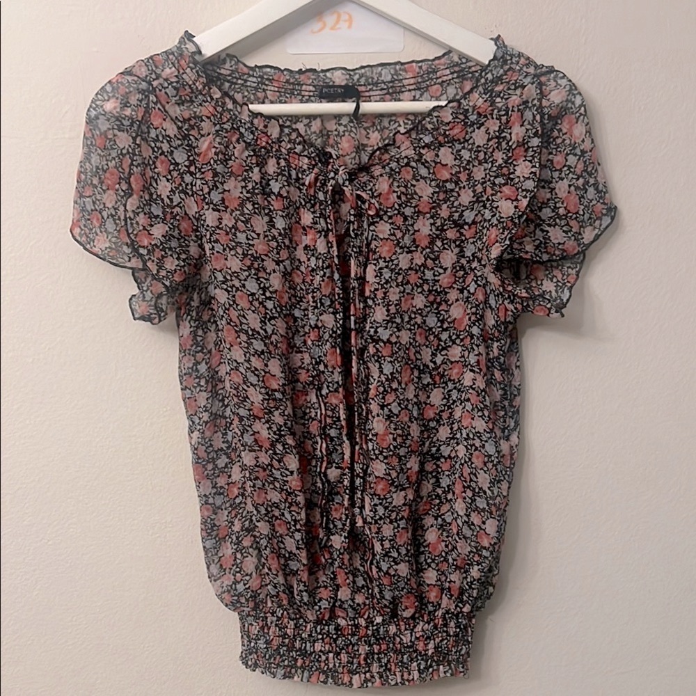 Poetry Black Smocked Flutter Sleeve Blouse